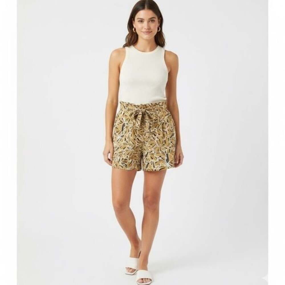 Last One! DR2 High Waist Leaf Print Shorts 2XL Tan and Black - Picture 2 of 8